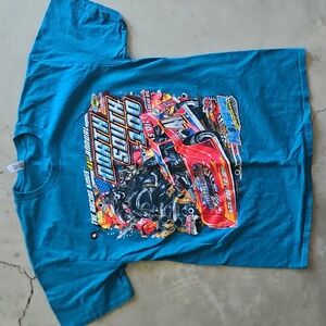 Turquoise Blue Graphic Racing T-Shirt